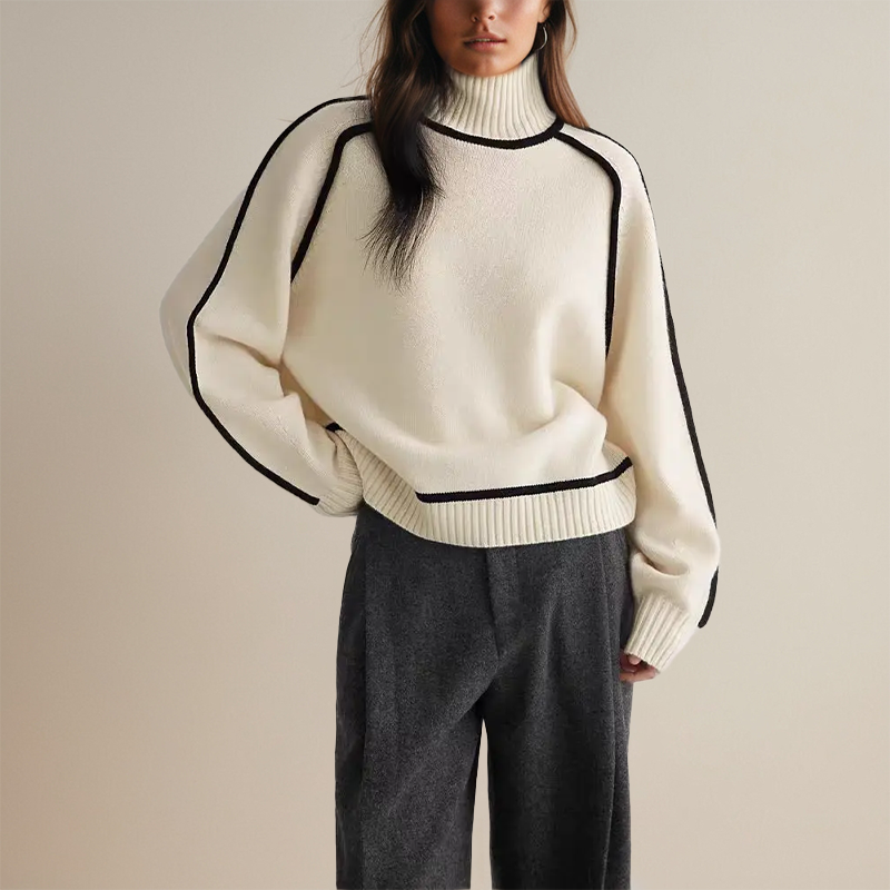 Comfortabele warme damestrui, gebreid design, ideaal voor herfst- en winterdagen.
