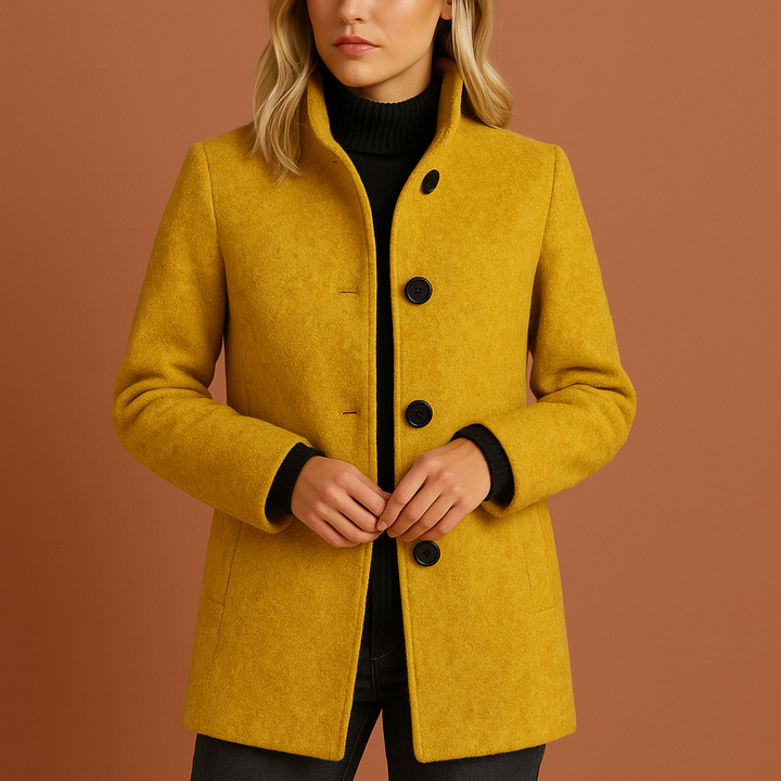 Dames elegante lange winterjas met knoopsluiting. Een stijlvolle en warme overjas voor elke vrouw.