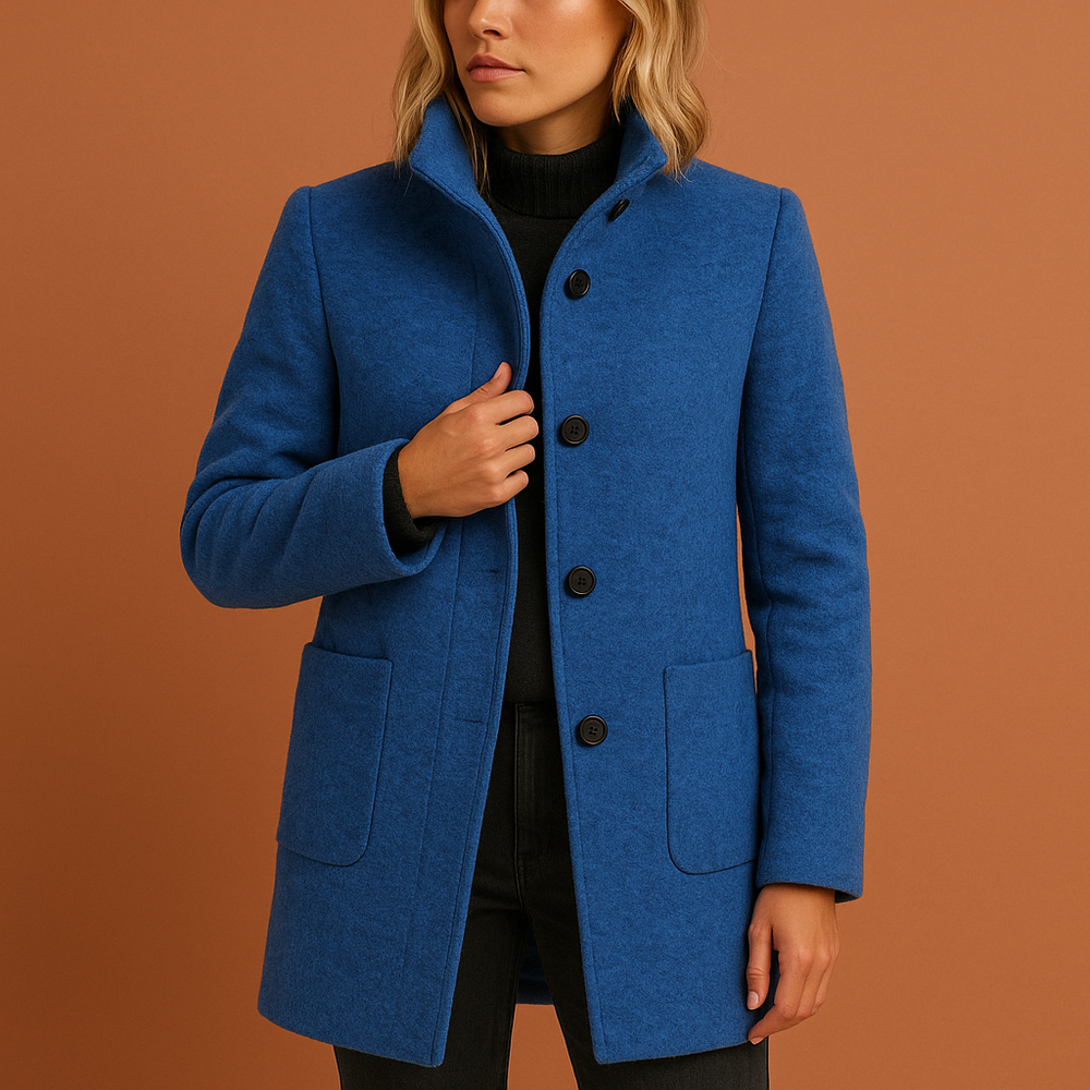 Lange dames winterjas, elegante mantel met knoopsluiting. Warme overjas voor herfst en winter.
