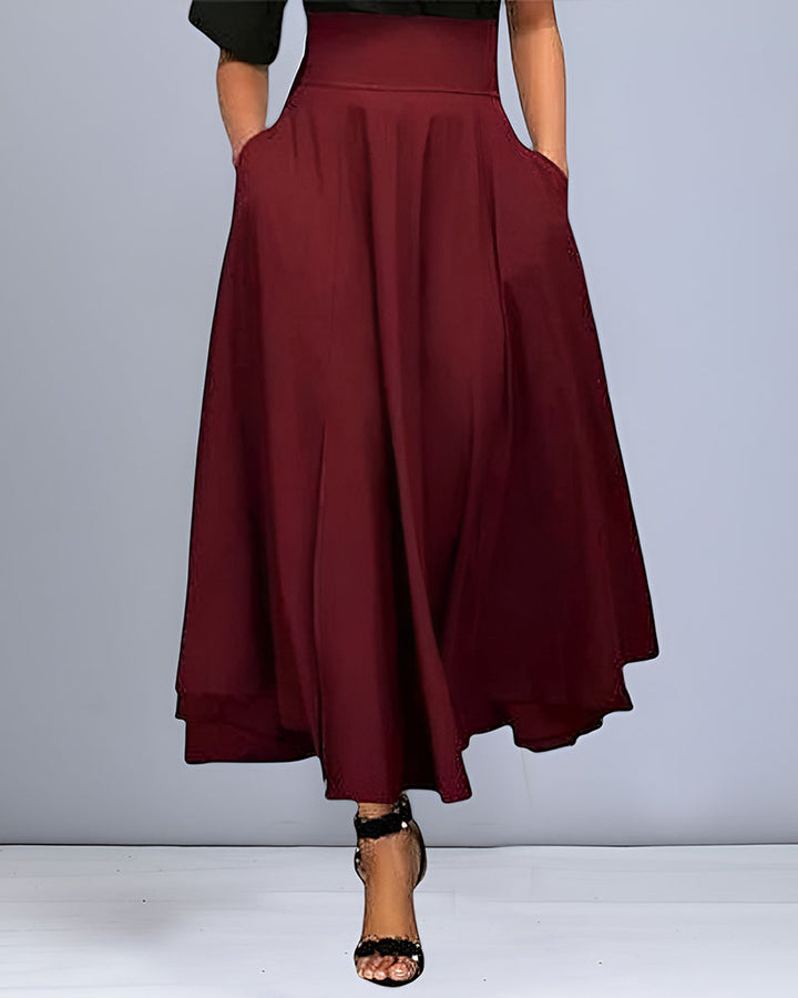 Dames elegante lange rok met hoge taille, perfect voor een stijlvolle look of avondkleding.