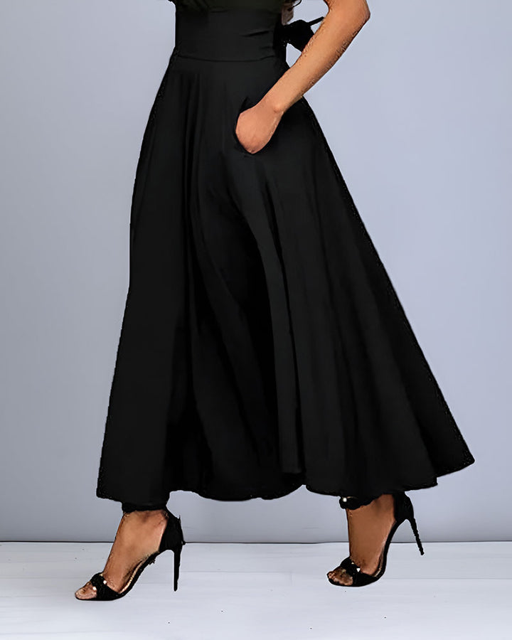 Grijze stijlvolle dames lange rok met hoge taille, perfect voor chique avondkleding.