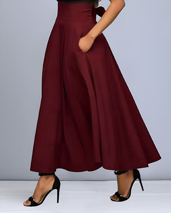 Zwarte comfortabele lange rok voor dames met hoge taille, ideaal voor een stijlvolle outfit.