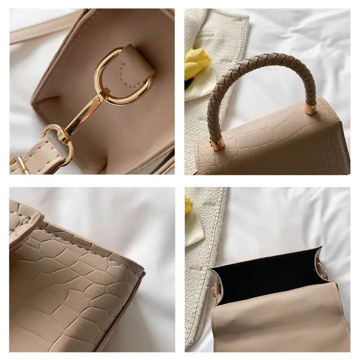 Stijlvolle khaki dameshandtas, met verstelbare schouderband. Elegant ontwerp en ruim van binnen.