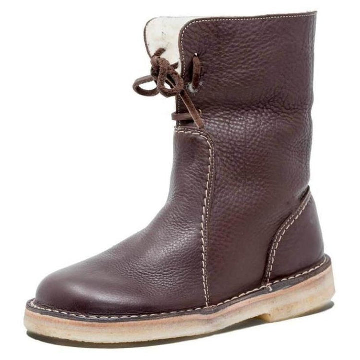 Modieuze dames veterlaarzen, warme voering. Ideaal voor de winter, casual comfort met vintage touch.