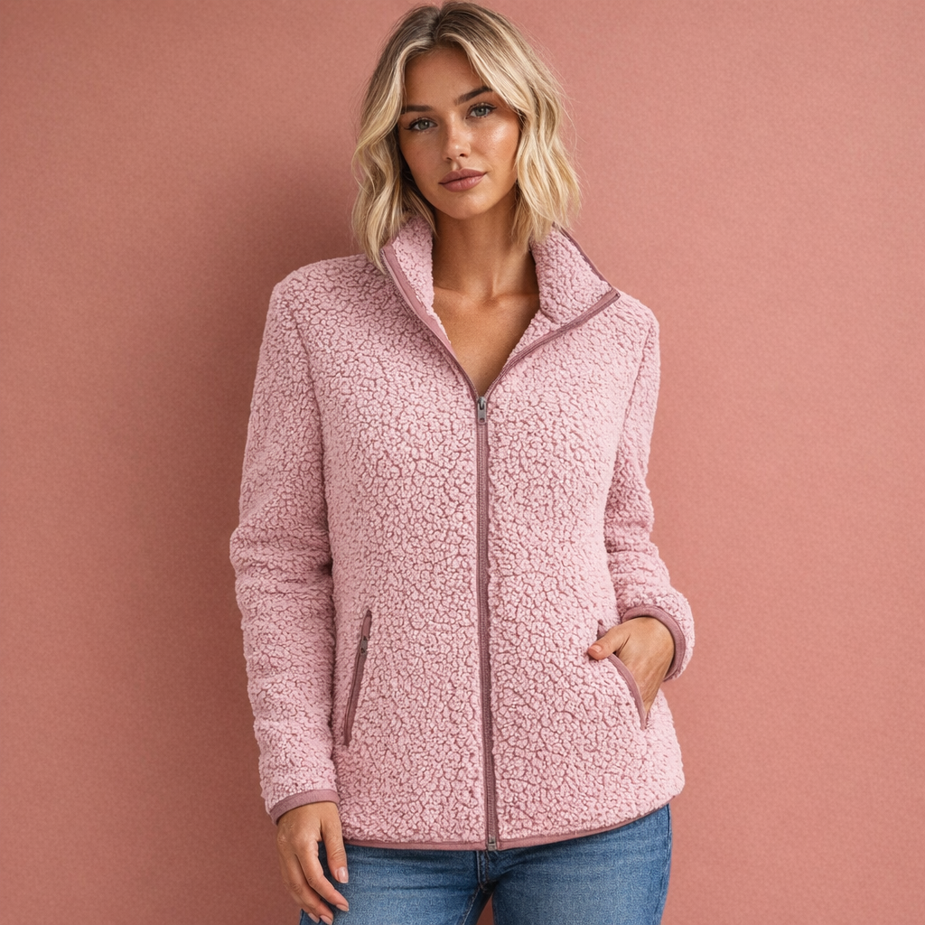 Comfortabel dames herfstvest van fleece met rits, perfect voor overgangsdagen.