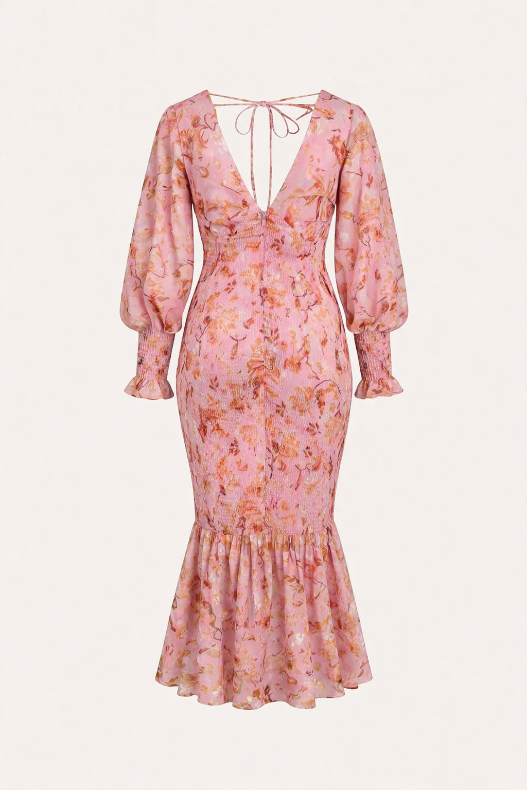 Zomerse gebloemde V-hals jurk voor dames, een luchtige en elegante midi-jurk voor warme dagen.
