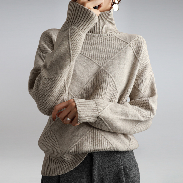 Modieuze dames coltrui met hoge kraag, comfortabel en warm, essentieel voor wintermode.