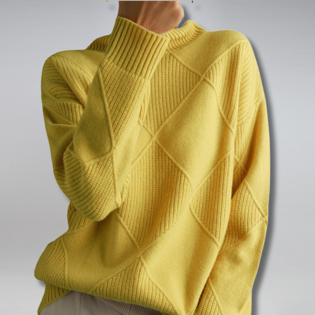 Comfortabele dames coltrui met elegante hoge kraag, ideaal voor herfst- en winterdagen.