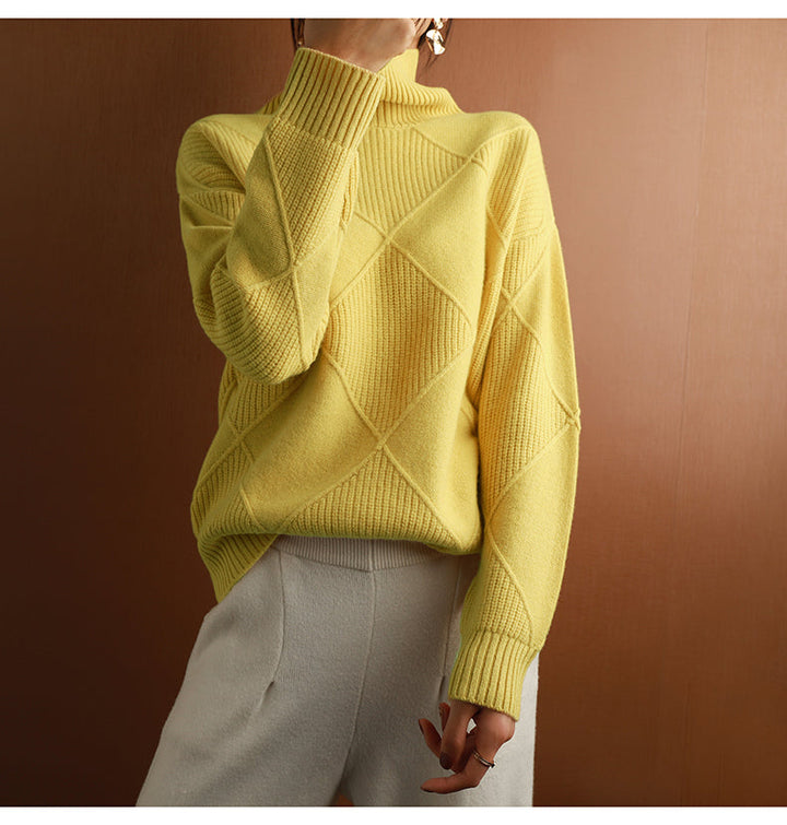 Stijlvolle gebreide dames coltrui, perfect voor een chique of casual winteroutfit.