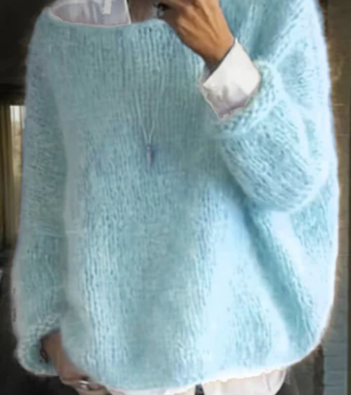 Warme wintertrui dames, gebreid met boothals, oversized pasvorm, casual chic.
