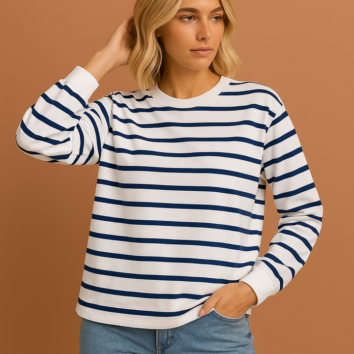 Trendy dames gestreept sweatshirt voor een comfortabele casual stijl. Ideaal als lente of herfst kleding.