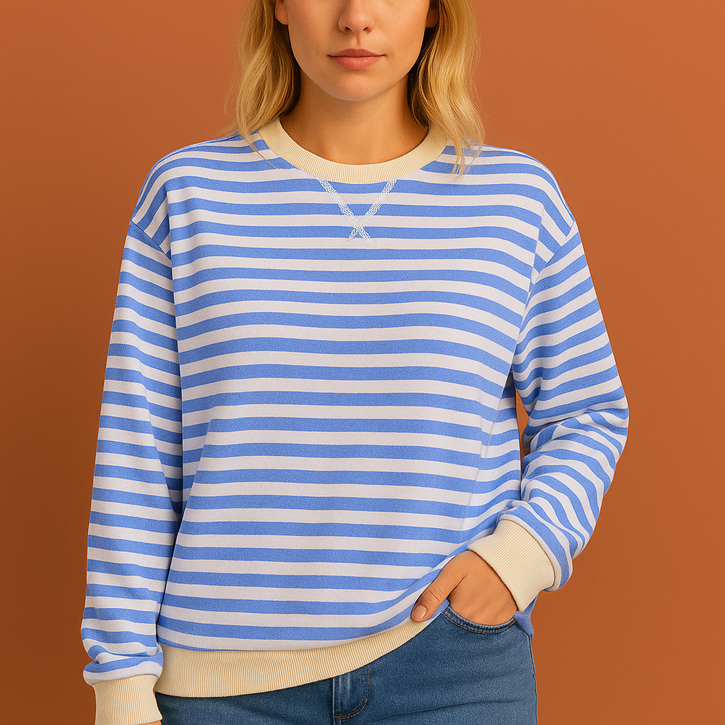 Dames gestreepte trui; comfortabel & stijlvol voor herfst/winter. Zacht, modern, ideaal voor casual mode.