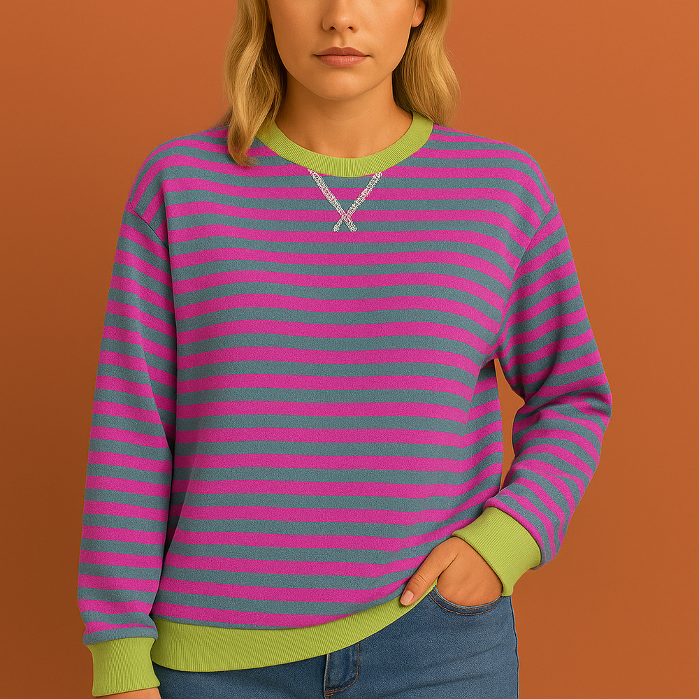 Zachte oversized gestreepte damestrui voor ultiem comfort in de herfst. Stijlvol en modern casual winterkleding.