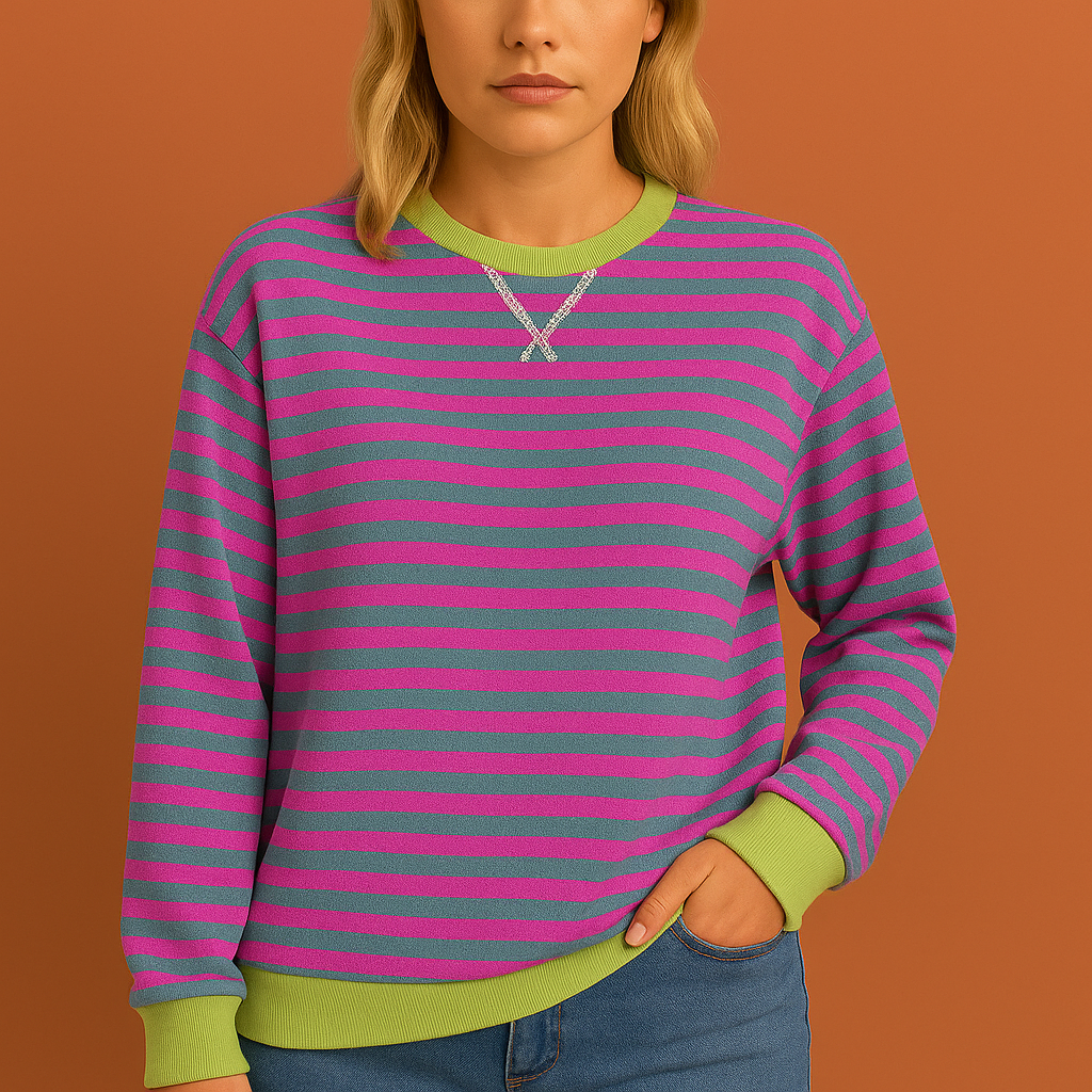 Zachte oversized gestreepte damestrui voor ultiem comfort in de herfst. Stijlvol en modern casual winterkleding.