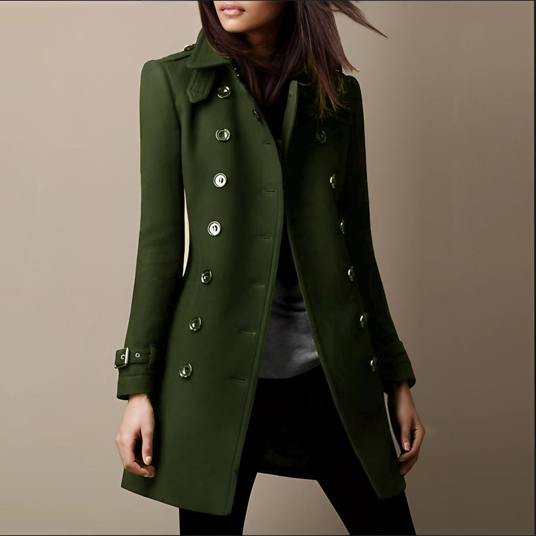Veelzijdige dames trenchcoat: een modieuze lange jas perfect voor zowel zakelijk als dagelijks gebruik.
