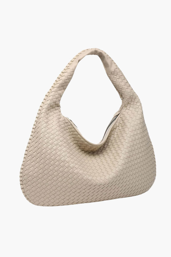Ruime dames schoudertas, gevlochten hobo ontwerp, elegant mode-item.