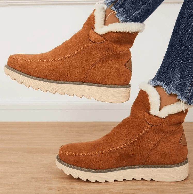 Comfortabele dames winterlaarzen, gevoerde enkellaarsjes met antislip dikke zool voor sneeuw en ijs.
