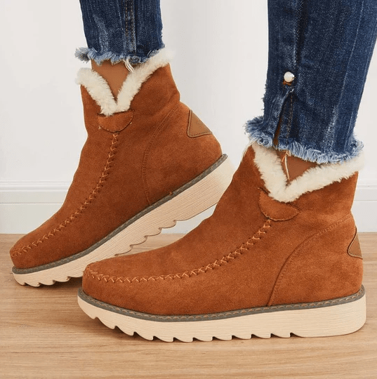 Gevoerde dames winterlaarzen, comfortabele enkellaarsjes met dikke zool. Essentiële damesschoenen voor wintermode.