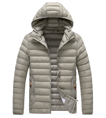Warme dames winterjas, gewatteerd met capuchon en rits, perfect voor koude dagen.