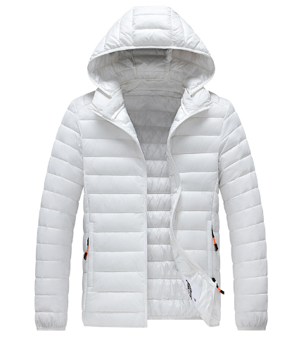 Casual dames herfstjas, gewatteerd met rits en capuchon, ideaal als reiskleding.