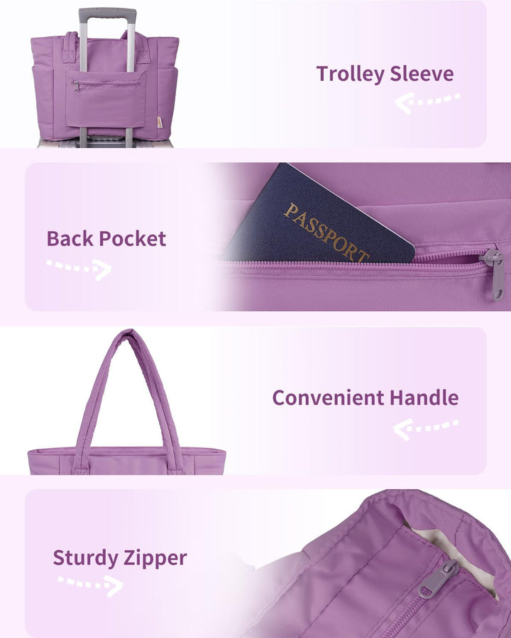 Modieuze gewatteerde afwerking van deze dames tote bag, met praktische indeling.