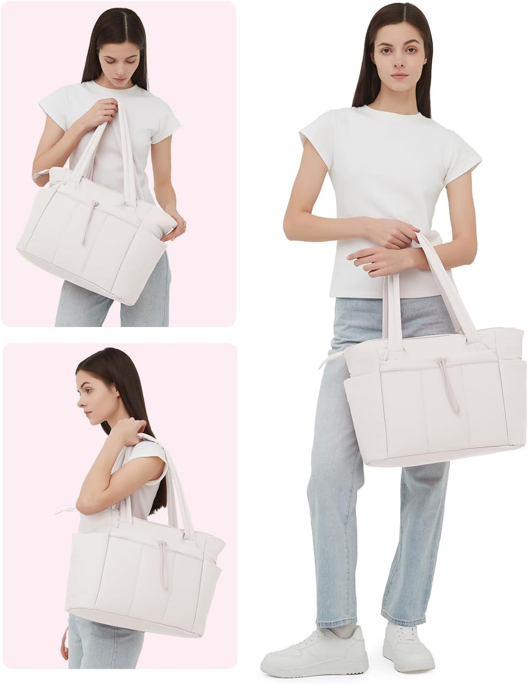 Duurzame en praktische werktas voor dames, met gewatteerd comfort en slimme opslag.
