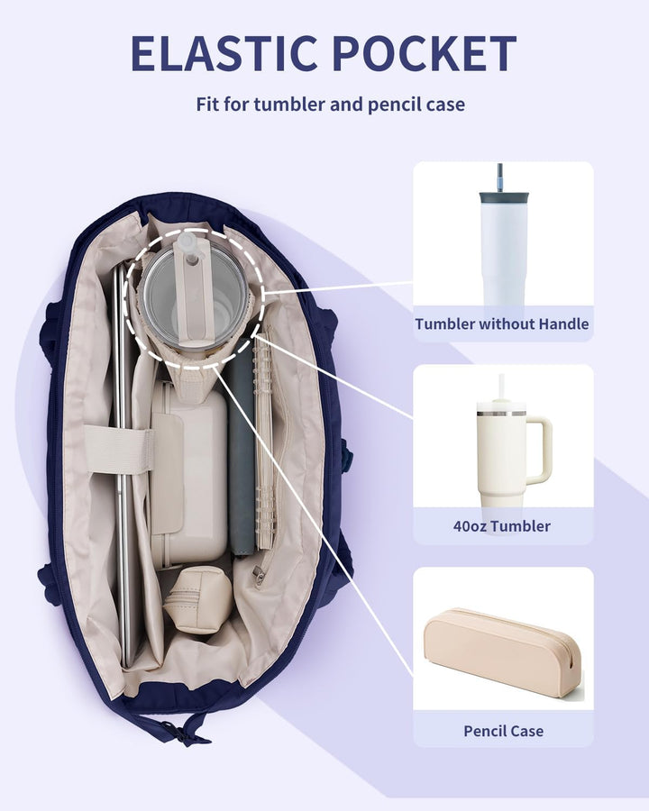 Elegantie ontmoet functionaliteit: dames gewatteerde puffer tas met laptopvak & bekerhouder.