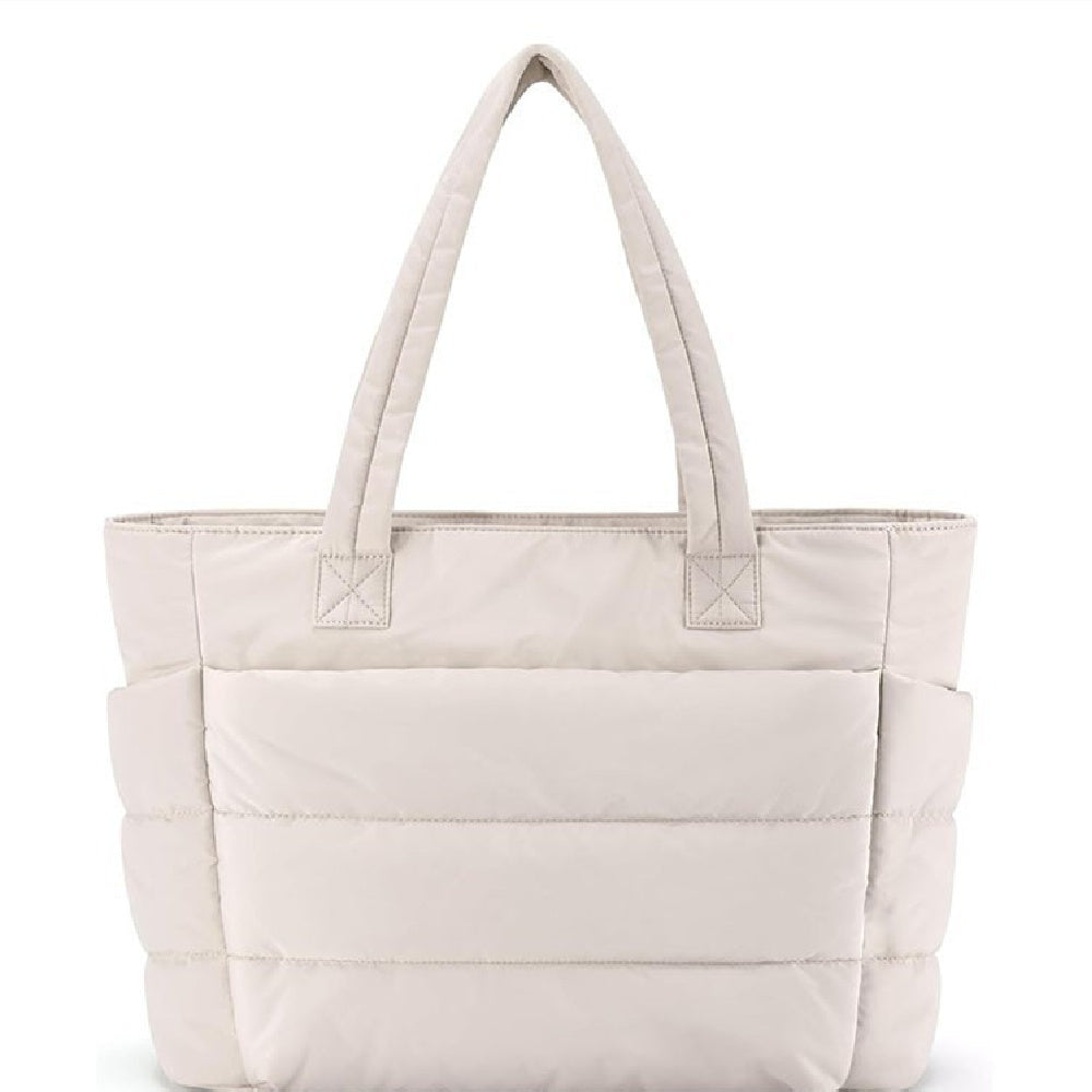 Modieuze puffer schoudertas voor dames, een trendy handtas perfect voor elke outfit.