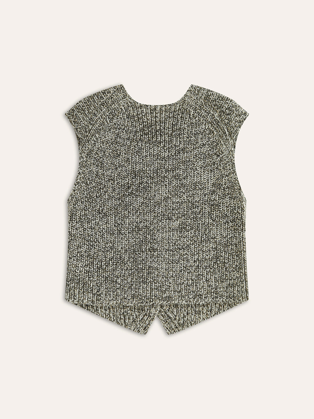 Dames mouwloos grijs gebreid vest met knoopjes, perfect als laagje over een blouse. Regular fit lente/herfst comfort.