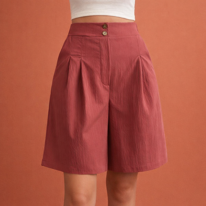 Essentiële zomerse high waisted shorts voor dames, met wijde pijp voor maximaal comfort en stijl.