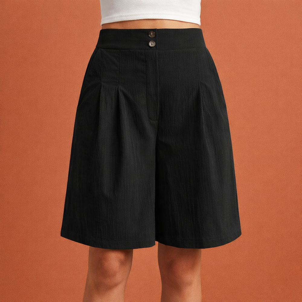 Comfortabele dames zomer shorts met trendy wijde pijpen en flatterende hoge taille.