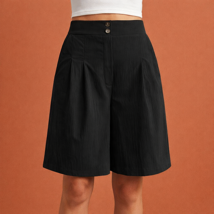 Comfortabele dames zomer shorts met trendy wijde pijpen en flatterende hoge taille.