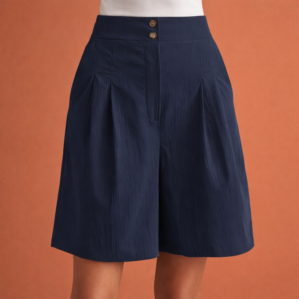Zomerse dames shorts met comfortabele pasvorm, wijde pijpen en een stijlvolle hoge taille.