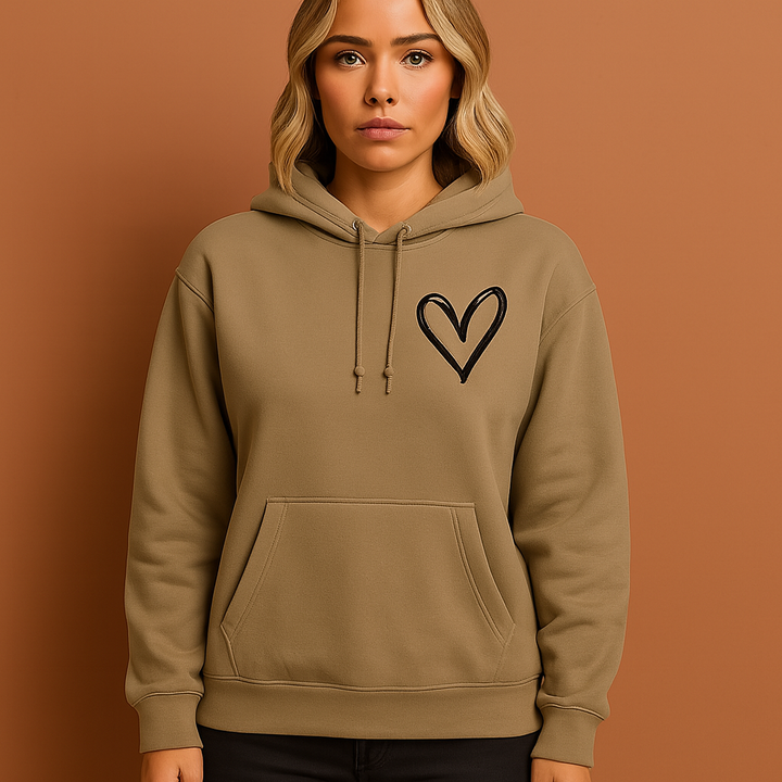 Comfortabele dames hoodie met speelse hartprint, een must-have voor casual vrouwenmode.