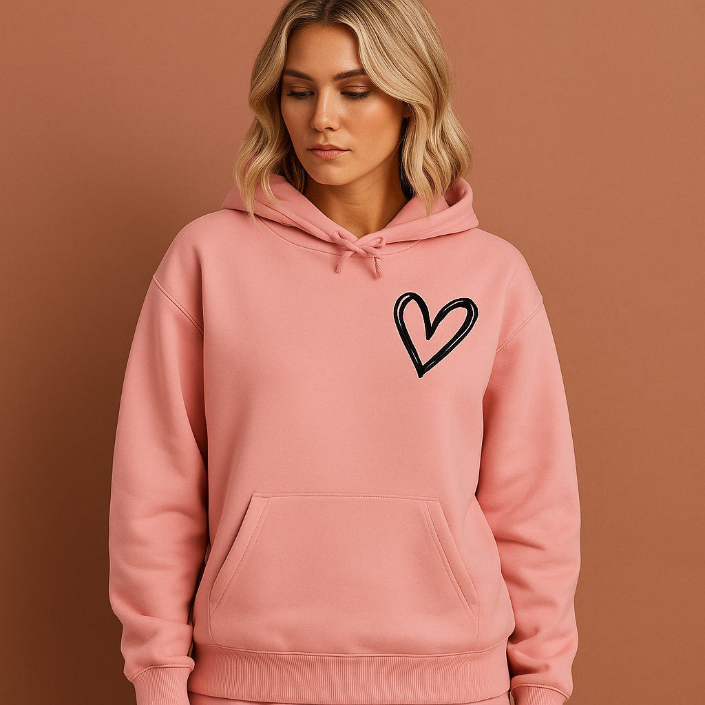 Stijlvolle en comfortabele dames hoodie met opvallende hartprint, ideaal voor dagelijkse outfits.