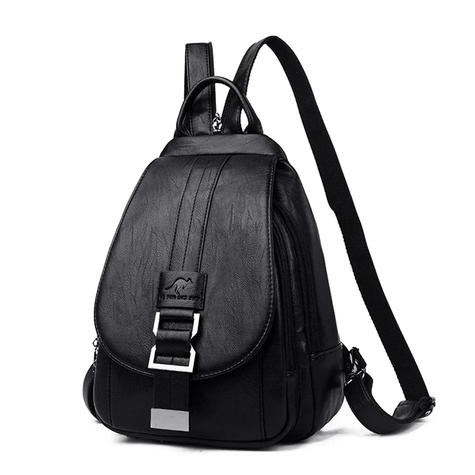 Stijlvolle dames rugzak van kwaliteitsleer. Waterdicht en veilig, een must-have damesaccessoire.