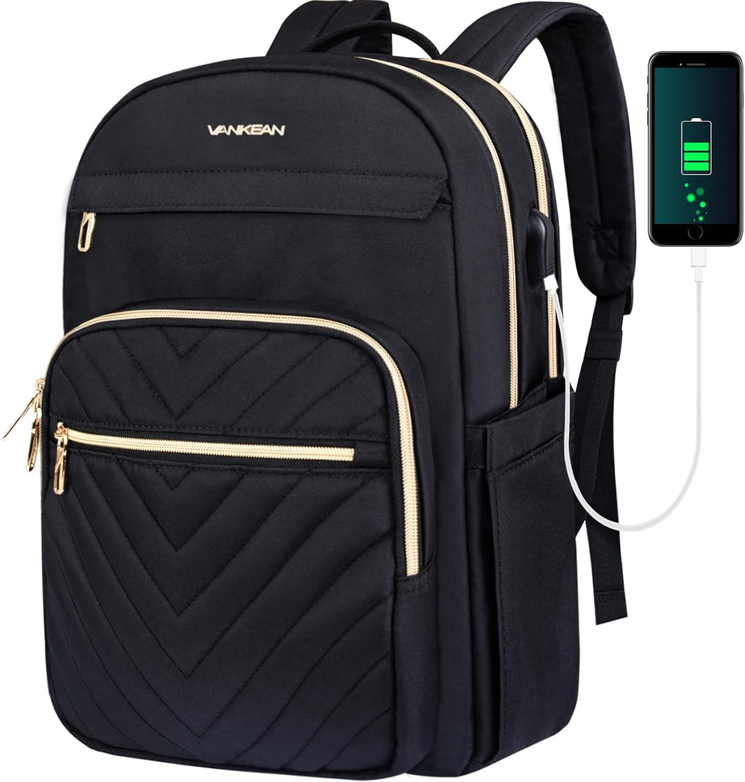 Dames lichtgewicht waterdichte laptop rugzak (15.6") met USB-poort. Ideaal voor werk, school of reizen.