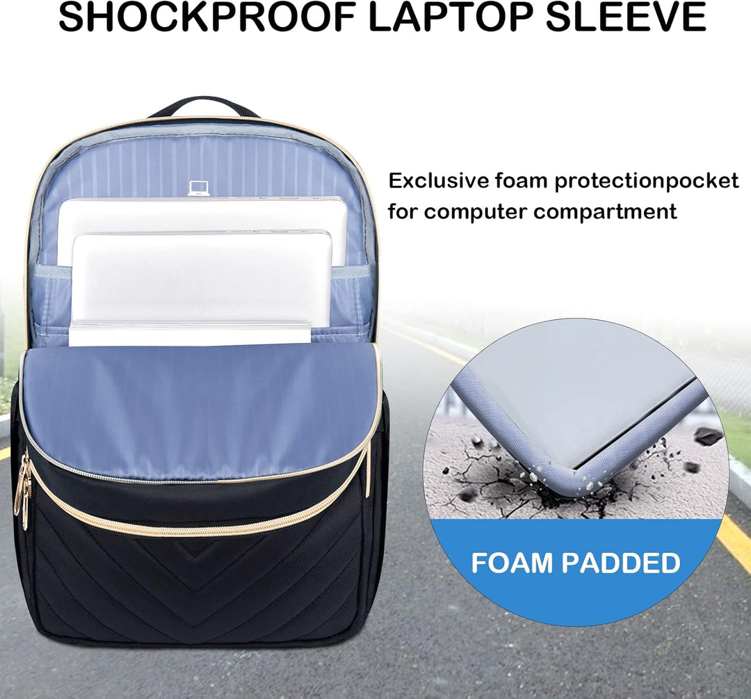 Praktische school en werk rugzak voor dames, waterdicht, lichtgewicht, met 15.6" laptopvak en USB.