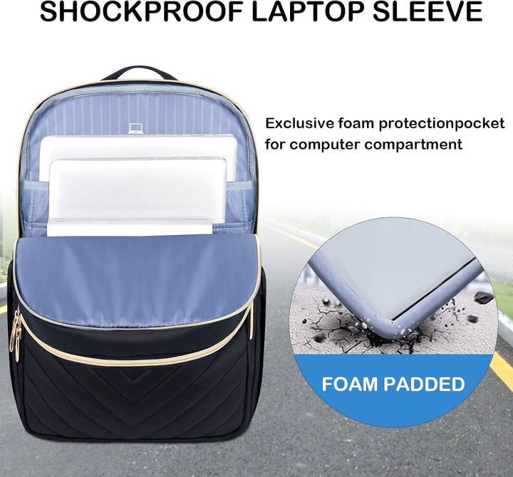 Praktische school en werk rugzak voor dames, waterdicht, lichtgewicht, met 15.6" laptopvak en USB.