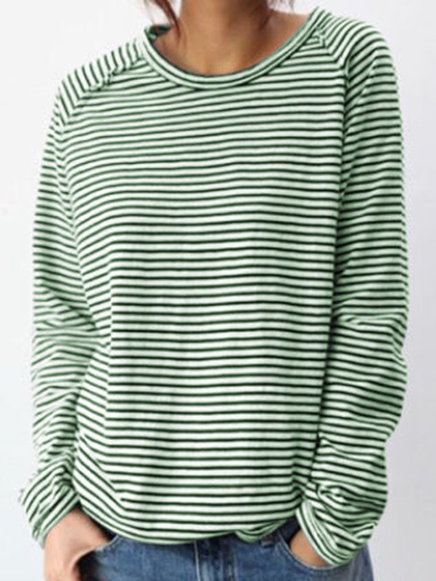 Damesmode: comfortabele gestreepte longsleeve met ronde hals, ideaal voor een casual en maritieme look.