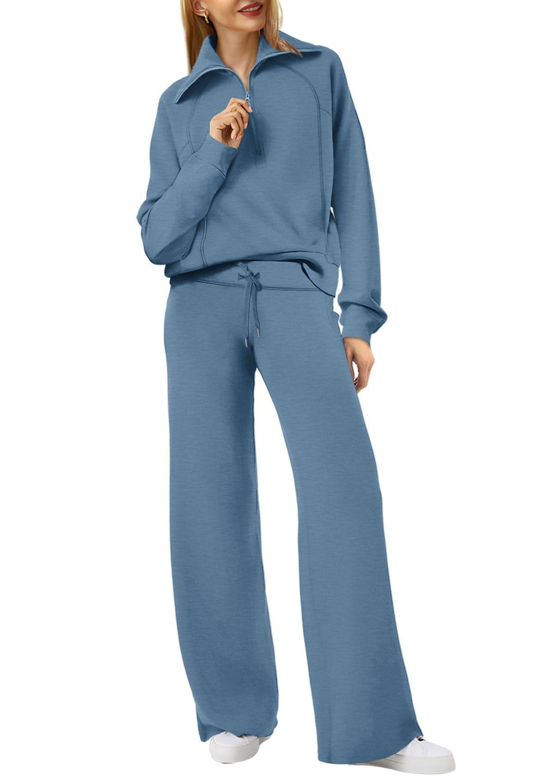 Complete dames loungewear set met lange mouwen en ritssluiting, ultiem comfort voor ontspanning.