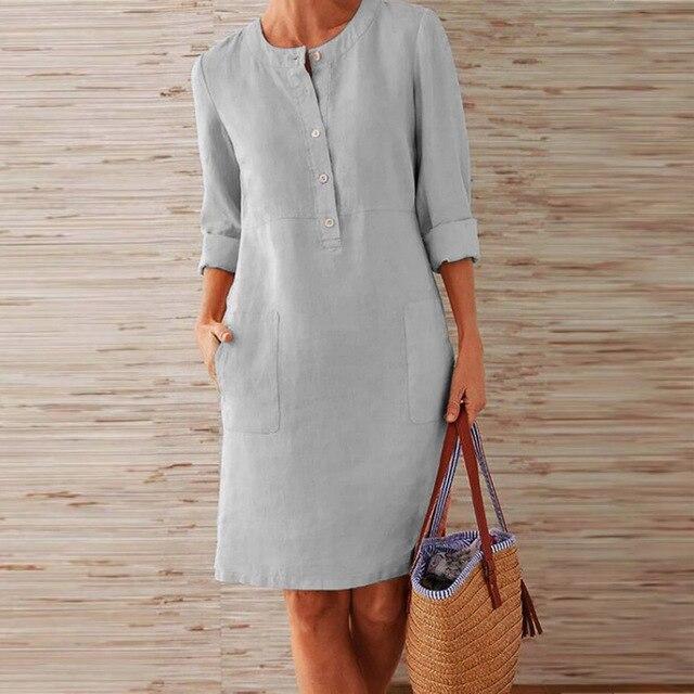Comfortabele midi-jurk dames, luchtig voor warme dagen. Elegante zomerjurk met casual veelzijdigheid.