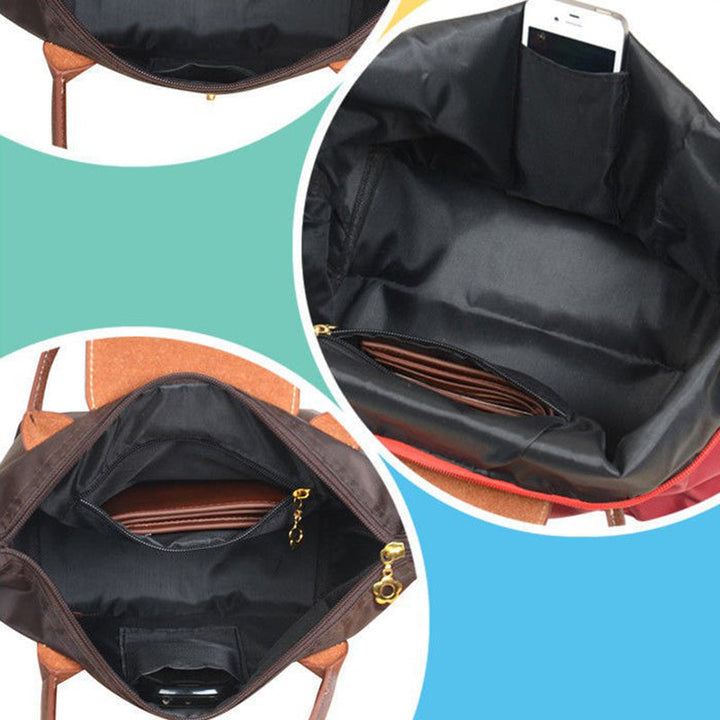 Dames luxe draagtas, waterafstotend nylon met leren details. Stijlvolle schoudertas voor dagelijks gebruik.