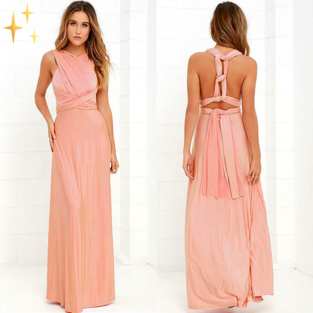 Maxi multiway jurk voor dames, draagbaar op diverse manieren voor elke gelegenheid.
