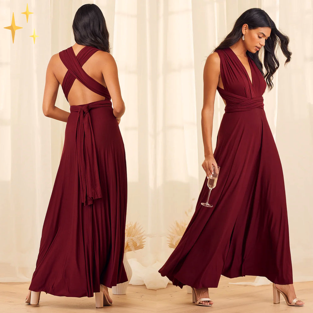Luchtige maxi jurk, perfecte vakantie outfit en geschikt voor bruiloften.