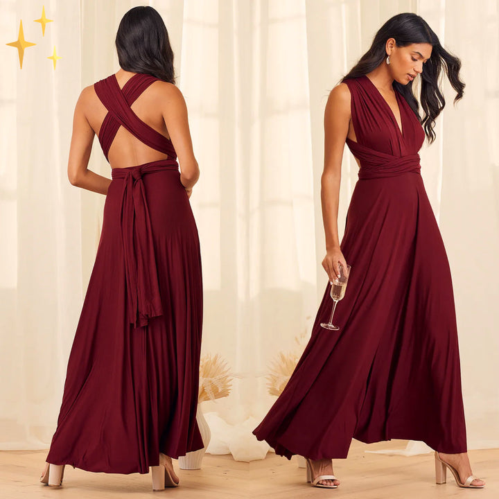 Luchtige maxi jurk, perfecte vakantie outfit en geschikt voor bruiloften.