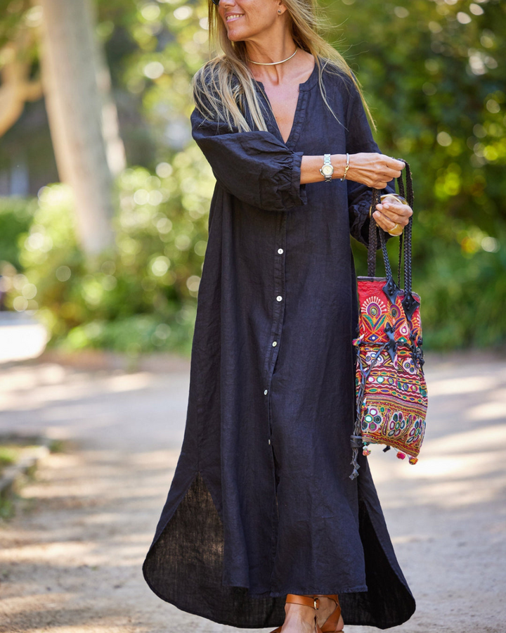 Stijlvolle zomerjurk voor dames, lange mouwen en een maxi-lengte voor een elegante look.