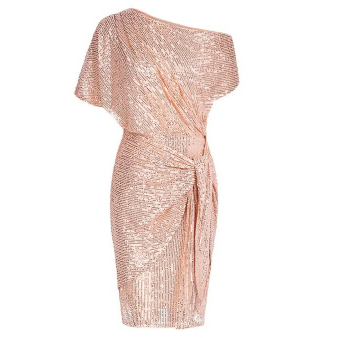 Trendy dames pailletten midi jurk, een moderne feestjurk voor de modebewuste vrouw.