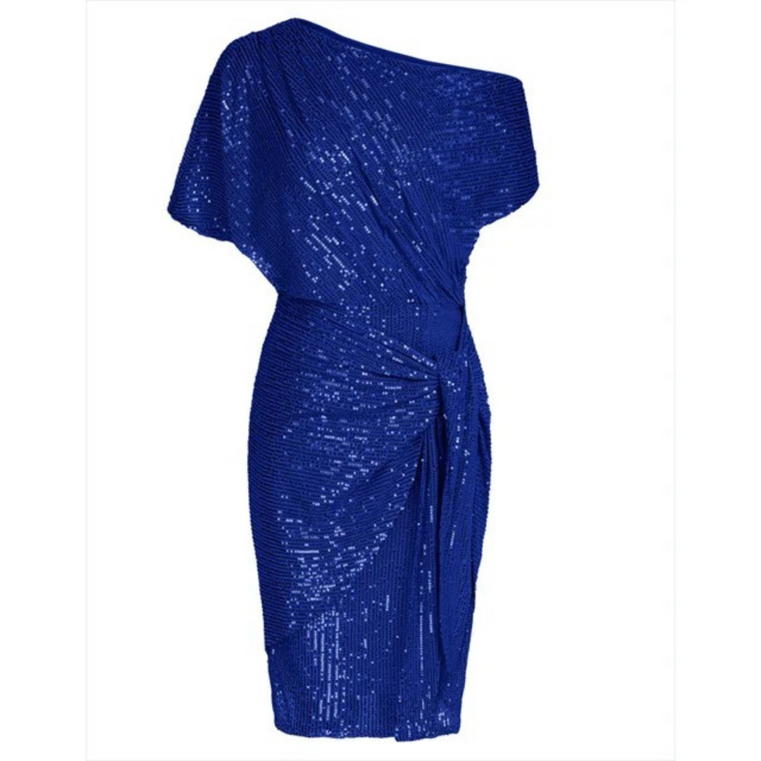 Sprankelende dames pailletten midi jurk, de perfecte nieuwjaarsjurk voor feestjes.