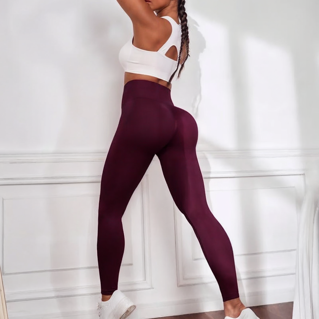 Dames naadloze sportlegging met hoge taille en push-up effect, ideaal voor fitness en workout.
